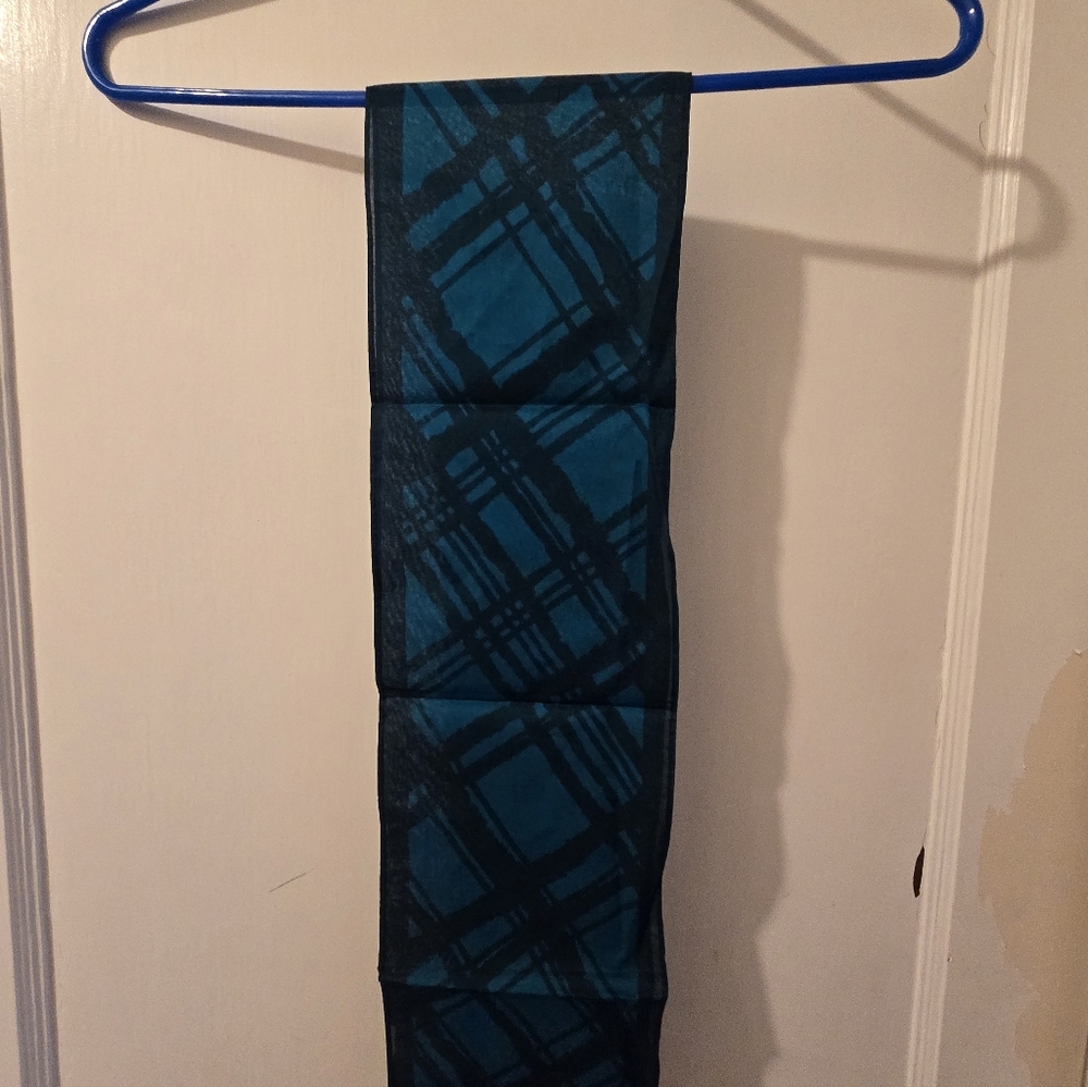 Thirty-One Teal and Black Plaid Scarf